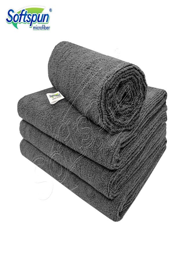 SOFTSPUN Microfiber Cloth - 4 pcs - 40x40 cms - 340 GSM Grey- Thick Lint & Streak-Free Multipurpose Cloths - Automotive Microfibre Towels for Car Bike Cleaning Polishing Washing & Detailing - Image 2