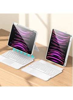 Magnetic Attraction Keyboard Case Compatible With IPad Pro 11/M4/M2 Air 13 12.9/10th Generation Wireless Bluetooth Keyboard-Color:White [backlight/horizontal And Vertical Magnetic Separation]]-Product Type:iPad Air 11/2018-2022 Pro 11-inch Air5/4 10.9-inch