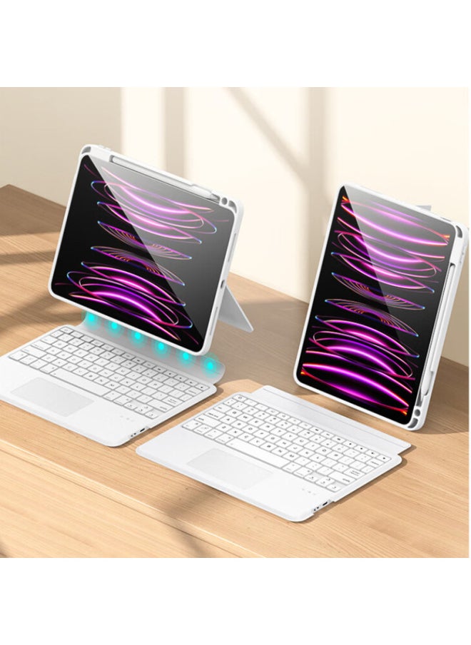 Generic - Magnetic Attraction Keyboard Case Compatible With IPad Pro 11/M4/M2 Air 13 12.9/10th Generation Wireless Bluetooth Keyboard-Color:White [backlight/horizontal And Vertical Magnetic Separation]]-Product Type:iPad Air 11/2018-2022 Pro 11-inch Air5/4 10.9-inch - Image 1