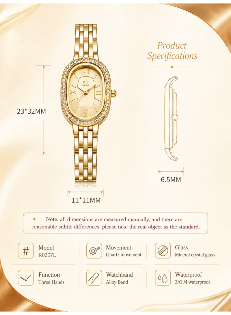 shengke Women’s Watch Set for Ladies Gifts for Her, Gold Women’s Quartz Watch and Star Tassel Earrings Set, Light Luxury Watch Gift Set, 3ATM Waterproof Gift Box for Birthday Ramadan Eid Anniversary - Image 5