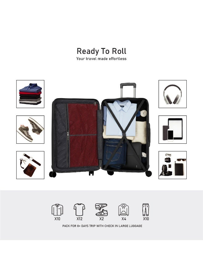 Eagle Express CLIFTON Check-in Travel POLYPROPYLENE Hard Trolley 360° Double Spinner Wheels Secure Lock 28 inch BLACK EDITION - Image 5