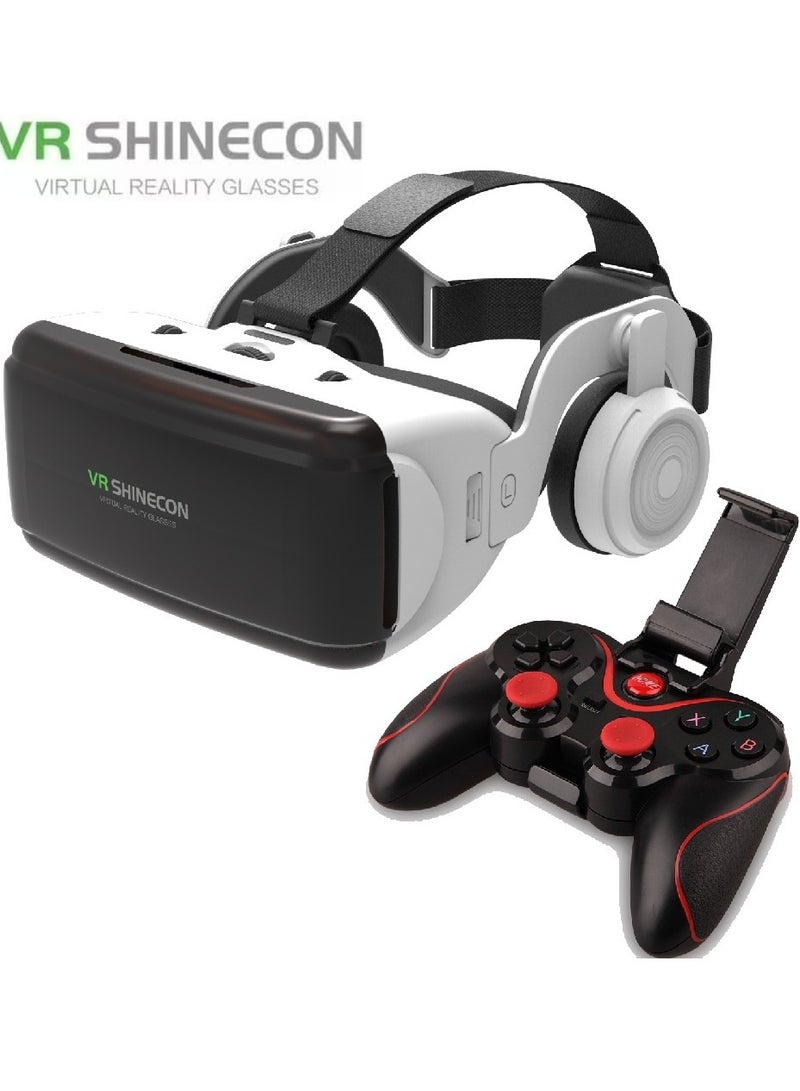 general Classic VR Goggles VR SHINECON 3D Virtual Reality Glasses+Controller Headset Version VR Glasses for TV, Movies & Video Games Compatible with iOS & Android Smartphone within 4.7-6.1inch Screen Phone, Blu-Ray Lenses Eye Protected, Soft & Comfortable Adjustable Distance, IMAX Giant Screen/Panoramic Roaming/ Immersive Games - Image 1