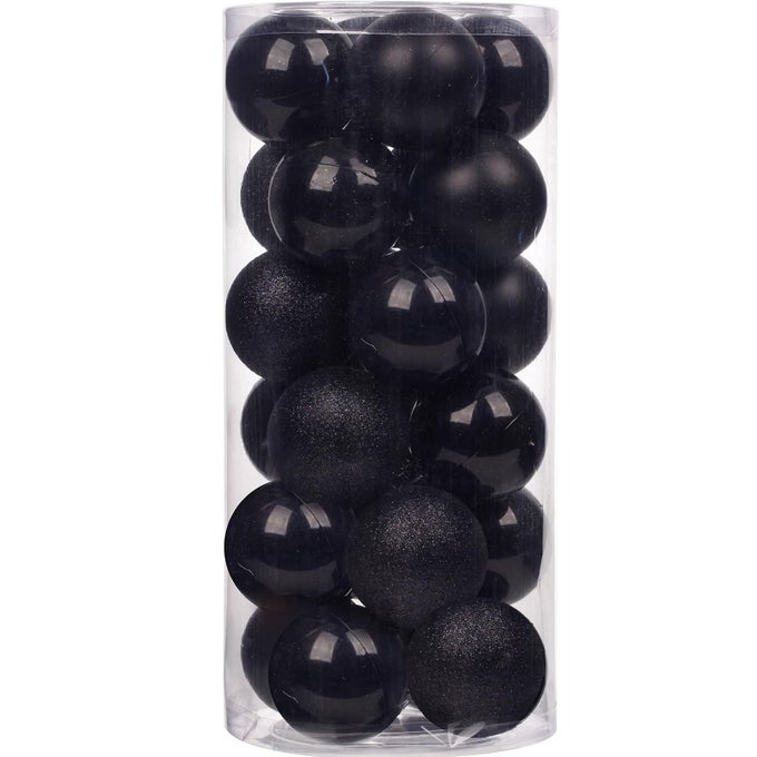 CHRISTMAS BALLS ORNAMENTS 24PCS SHATTERPROOF XMAS BALLS BAUBLES DECOR OR CHRISTMAS TREE CHRISTMAS BALLS HANGING HOLIDAY WEDDING PARTY DECORATION BLACK 1574CM