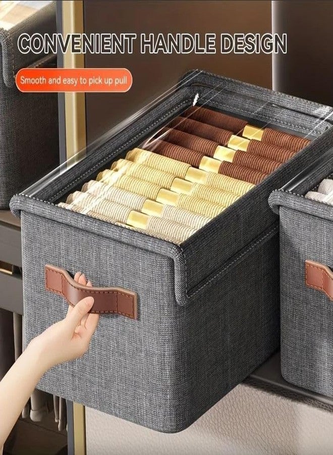 ZURITY 26L Storage Box With Lid & Handles | Folding Clothes Storage Basket | Space Saving Blankets/Saree/Towel Storage Organizer | Clear Window Wardrobes Storage Container (Pack of 1,Multicolor) - Image 2