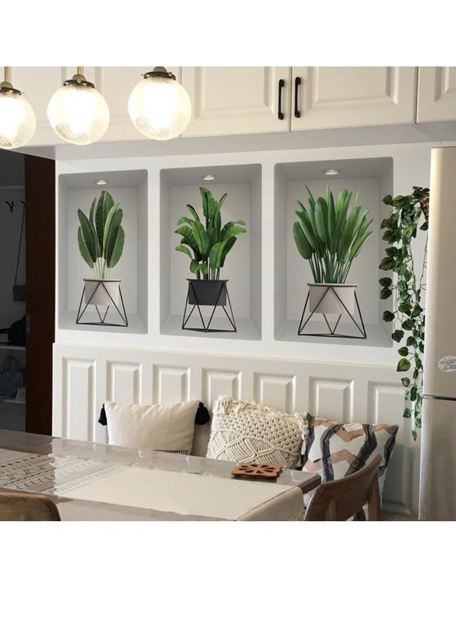 Creative 3D Green Plant Pot Fashion Light Gray Wall Sticker, The Artistic Choice to Light up the Home - Image 2