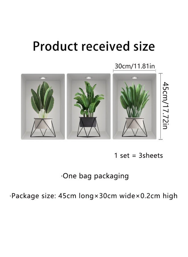 Creative 3D Green Plant Pot Fashion Light Gray Wall Sticker, The Artistic Choice to Light up the Home - Image 5