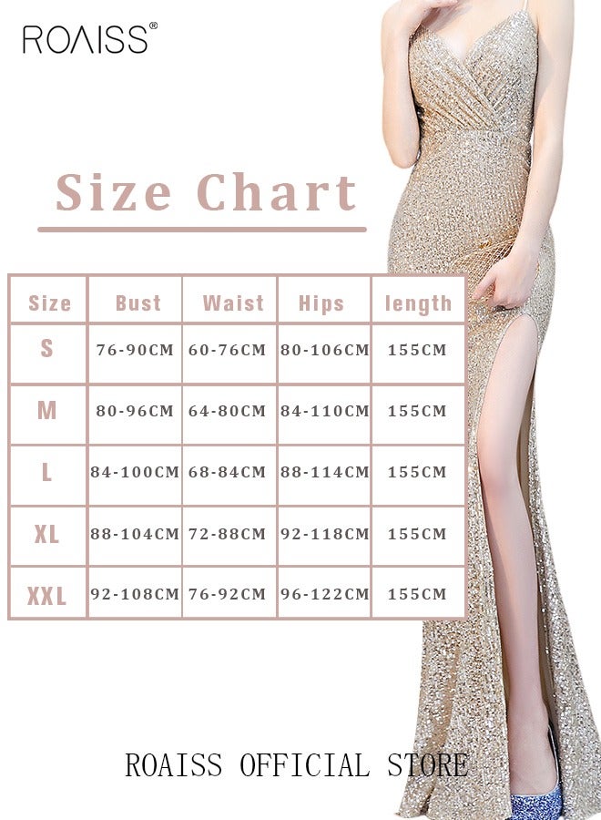 roaiss Banquet Party Dress for Women Evening Dresses Sequins Floor-Length Mermaid Style Prom Ball Gown Wedding Elegant Slim Long Formal Dresses Bridesmaid Dress  - Image 5