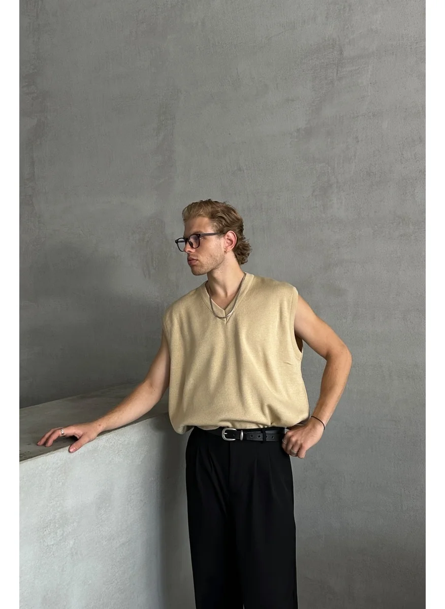 HYMAN Men's V-Neck Oversize Sweater