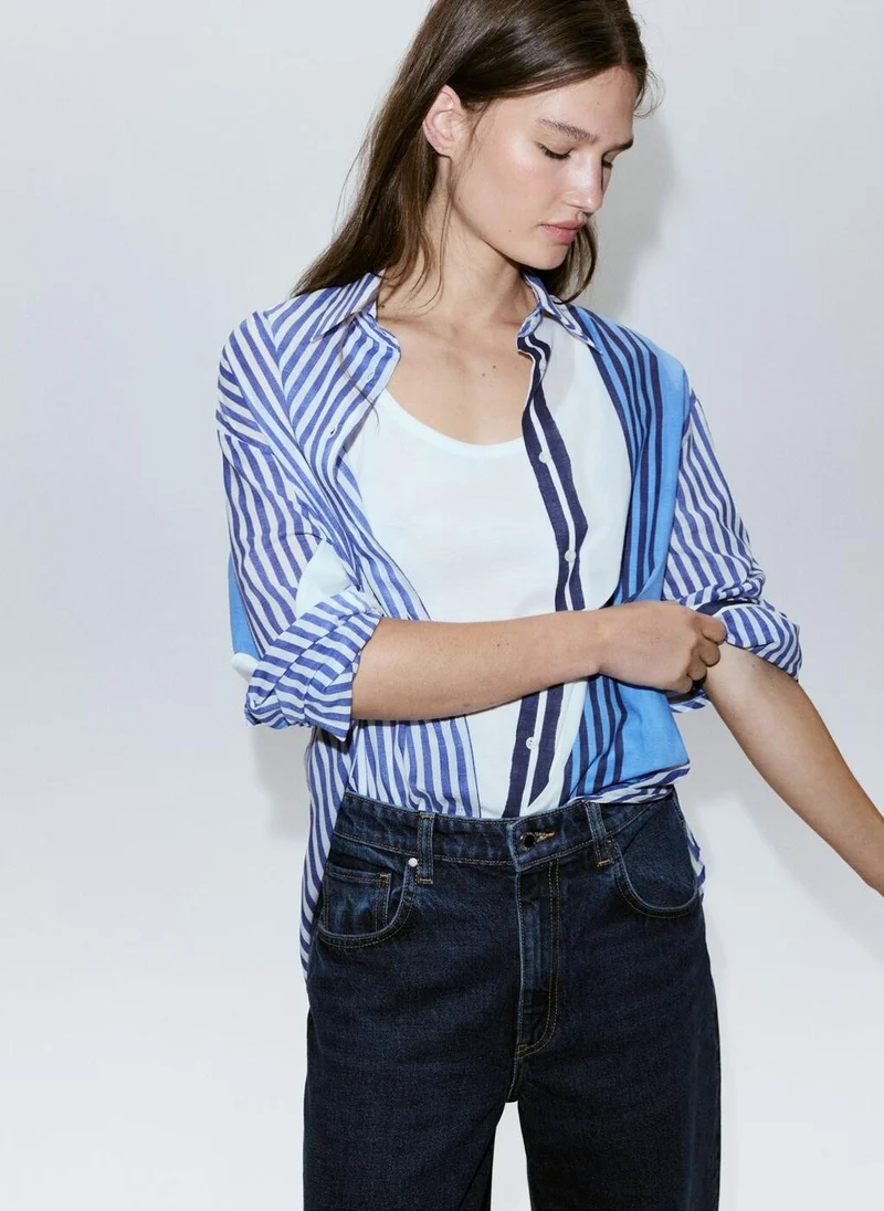 Mango 100% Cotton Striped Shirt