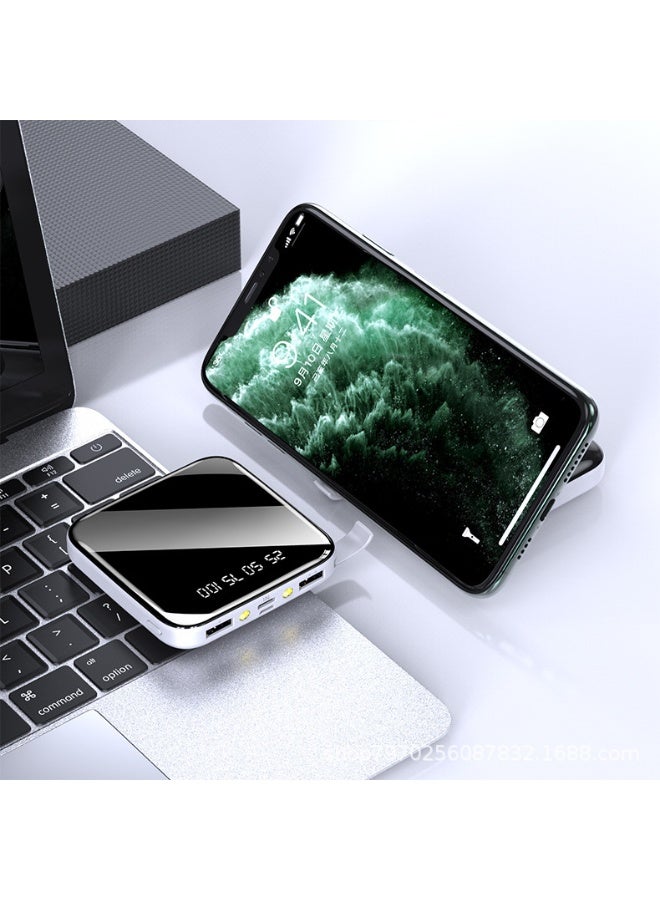10,000mAh Creative Mini Power Bank with Full Mirror Surface - High Capacity Portable Charger with Built-in Phone Stand - Image 1