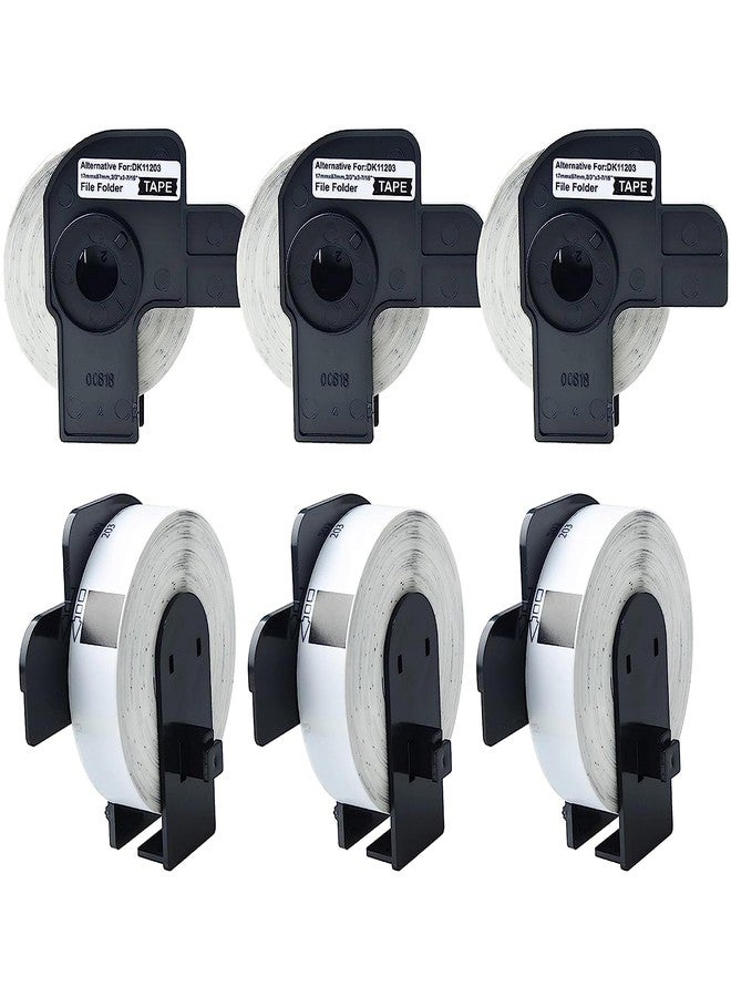 AYMSous AMYSous Compatible 6 Pack DK-1203 Die-Cut File Folder Label Paper 2/3" x 3-7/16"(17mm x 87mm) with 6 Refillable Cartridge Replacement for Brother DK-1203 for QL-700 QL570 QL710W QL800 QL810W QL1060N - Image 1