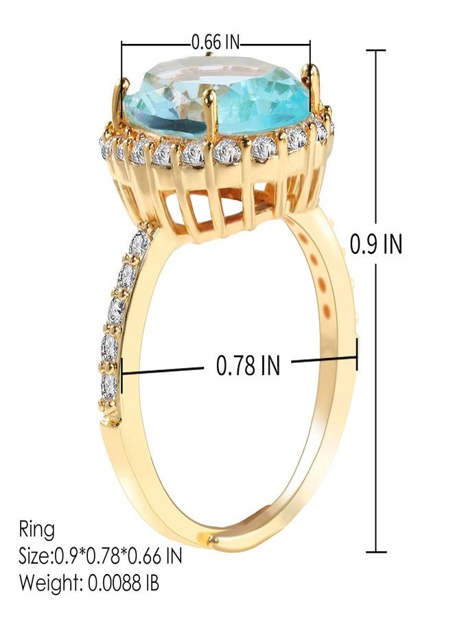 Artilady March Birthstone Rings for Women - Adjustable Open Ring Aquamarine Stone - Image 4