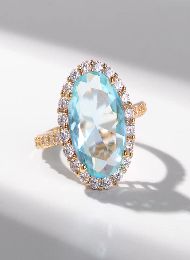 Artilady March Birthstone Rings for Women - Adjustable Open Ring Aquamarine Stone - Image 3