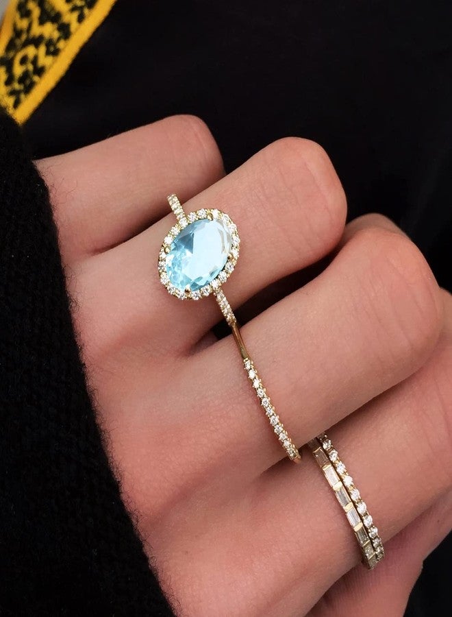 Artilady March Birthstone Rings for Women - Adjustable Open Ring Aquamarine Stone - Image 2