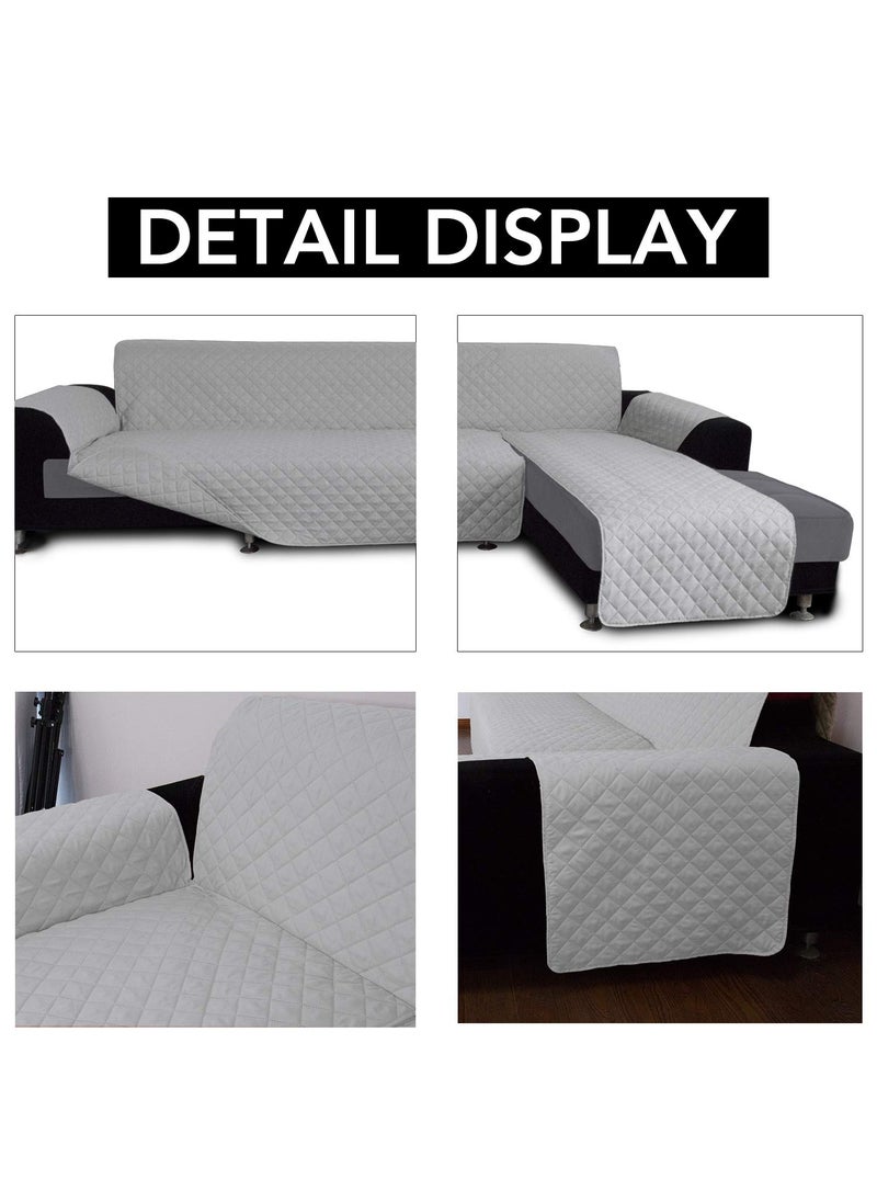 Easy-Going - Easy-Going Sofa Slipcover L Shape Sofa Cover Sectional Couch Cover Chaise Lounge Cover Reversible Sofa Cover Furniture Protector Cover for Pets Kids Children Dog CatÃ‚ (X-Large, Light Gray/Light Gray), Microfiber - Image 1