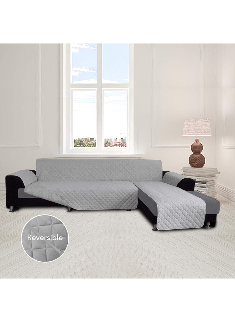 Easy-Going - Easy-Going Sofa Slipcover L Shape Sofa Cover Sectional Couch Cover Chaise Lounge Cover Reversible Sofa Cover Furniture Protector Cover for Pets Kids Children Dog CatÃ‚ (X-Large, Light Gray/Light Gray), Microfiber - Image 1