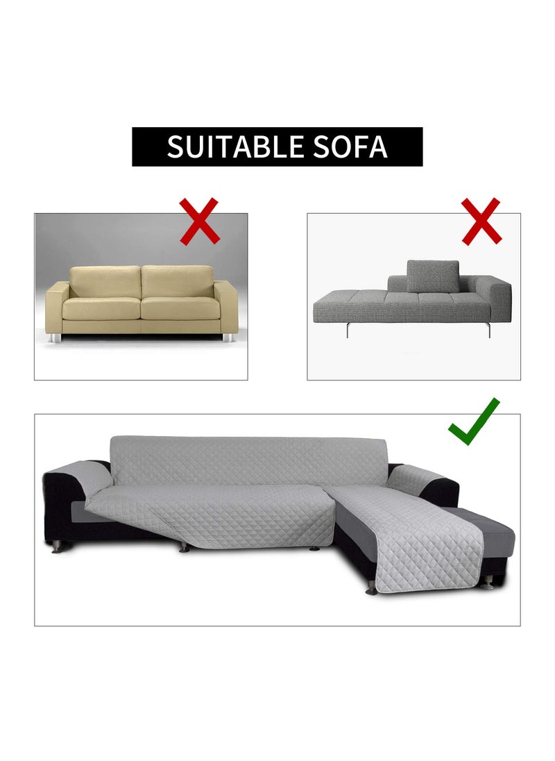 Easy-Going - Easy-Going Sofa Slipcover L Shape Sofa Cover Sectional Couch Cover Chaise Lounge Cover Reversible Sofa Cover Furniture Protector Cover for Pets Kids Children Dog CatÃ‚ (X-Large, Light Gray/Light Gray), Microfiber - Image 1