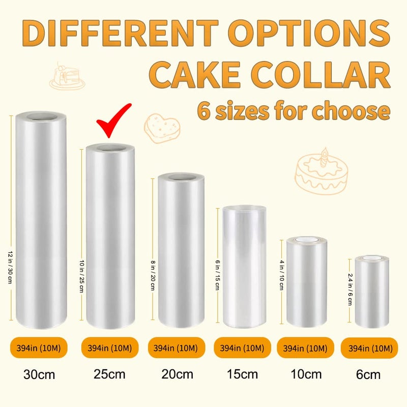YQL Cake Collar 10 Inch,Acetate Collar Roll DIY Acetate Sheet Baking Transparent Mousse Surrounding Edge Clear Cake Strips for Baking Decorate Shaker Cards Making (10x394 Inch) - Image 2