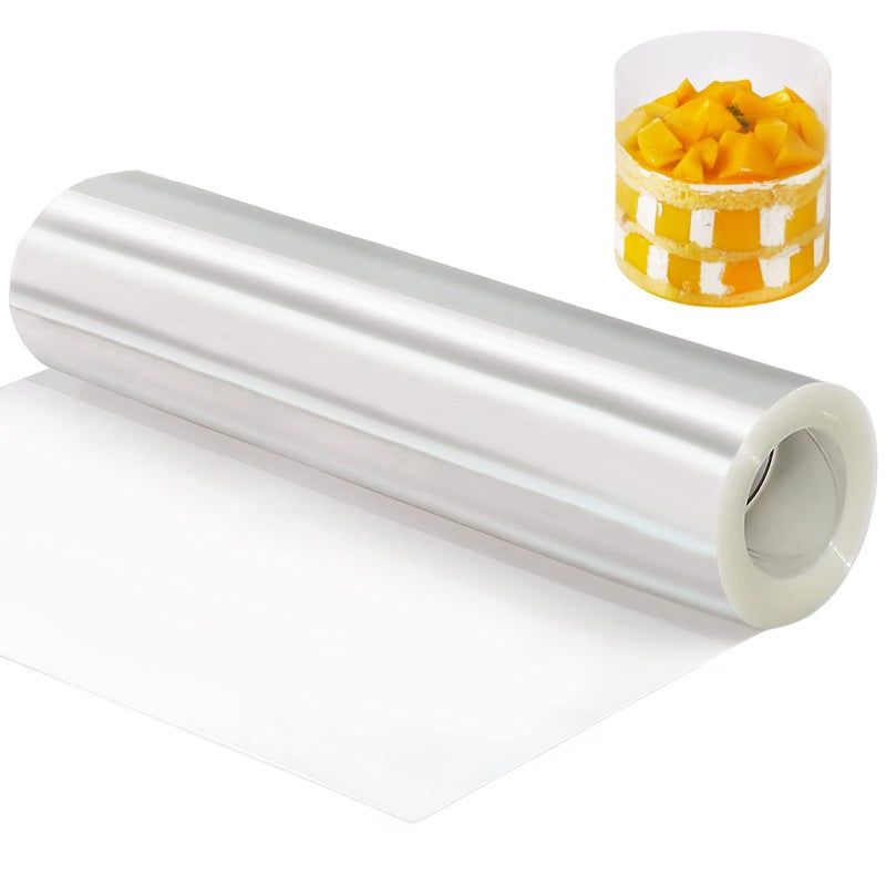 YQL Cake Collar 10 Inch,Acetate Collar Roll DIY Acetate Sheet Baking Transparent Mousse Surrounding Edge Clear Cake Strips for Baking Decorate Shaker Cards Making (10x394 Inch) - Image 1