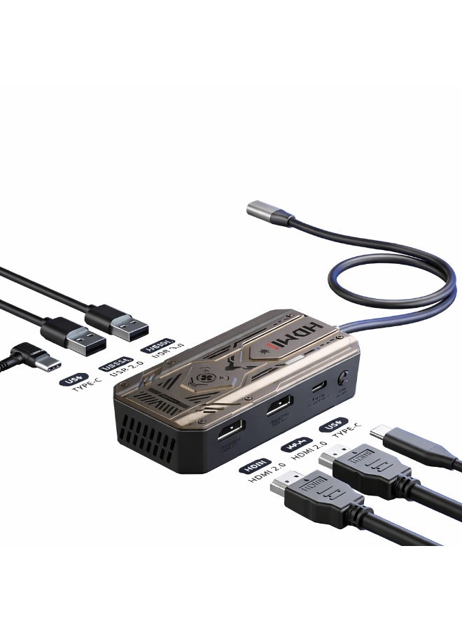 بليكستون محوّل بليكستون جي اس 6 متعدد الوظائف 6 في ١ بمنفذ تايب-سي، يدعم تسجيل الفيديو والصوت، ويعمل كقاعدة ألعاب لهواتف ريد ماجيك، والآيباد، والآيفون، والهواتف المحمولة، واللابتوبات، وأجهزة سامسونغ والأجهزة العاملة بنظام أندرويد - Image 1