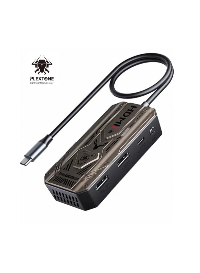 PLEXTONE GS6 Gen 2 USB-C 6-in-1 Gaming Docking Station Hub with Built-in Turbo Fan Cooling, 2K 120Hz & 4K 60Hz HDMI Output, PD 100W Fast Charging, Dual USB High-Speed Data, 3.5mm/USB/Type-C Audio Support – Compatible with iPad Pro, RedMagic, Samsung, OnePlus, Tablets, Laptops & PC - Image 1