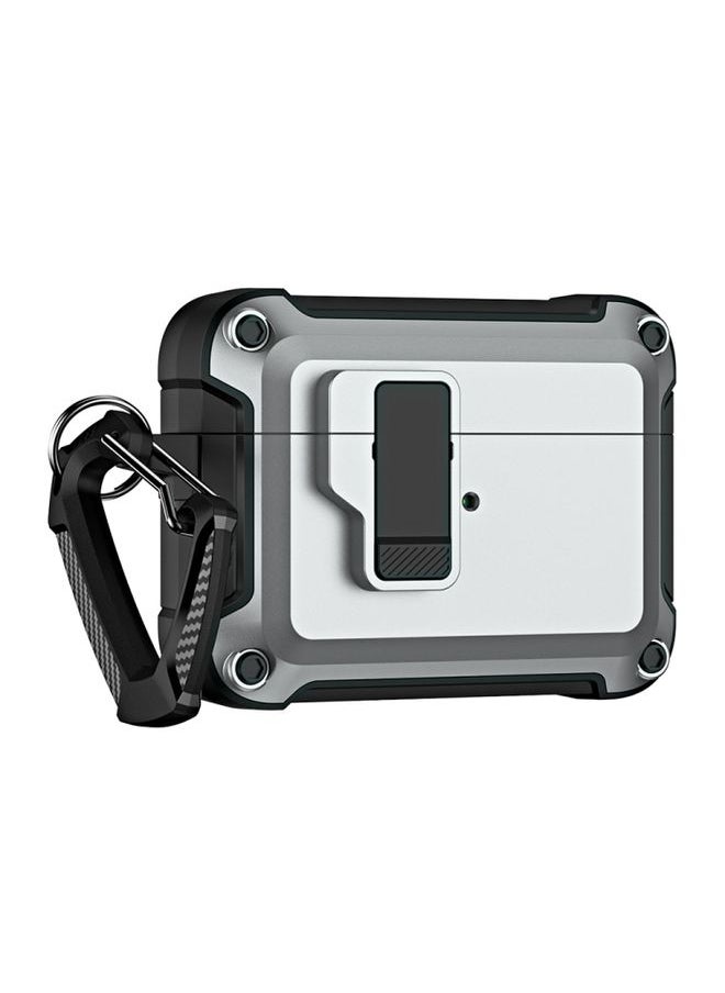 Generic Case Cover For AirPods Pro 2 TPU + PC Wireless Bluetooth Earphone Protective Case with Switch Lock & Hook Grey 