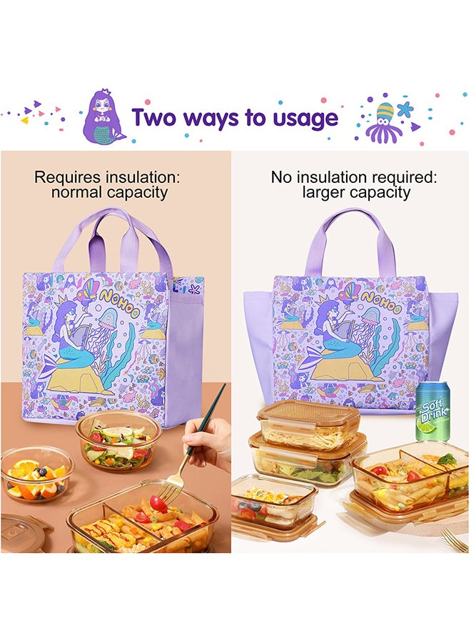 Nohoo حقيبة تعليمية للأطفال / حقيبة غداء يدوية حورية البحر - أرجوانية - Image 5