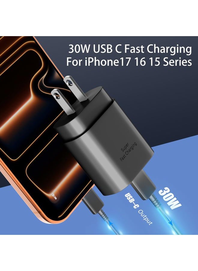 DiHines 30W USB C Phone 15 Charger Fast Charging Block for iPhone 15/15 Pro Max/15 Pro/15 Plus/Samsung Galaxy S23 Ultra/S23/S23+/S22/S22 Ultra/S22+/S21 Ultra/S20 Ultra/Note 20 & 6.6Ft USB C Charger Cable - Image 2