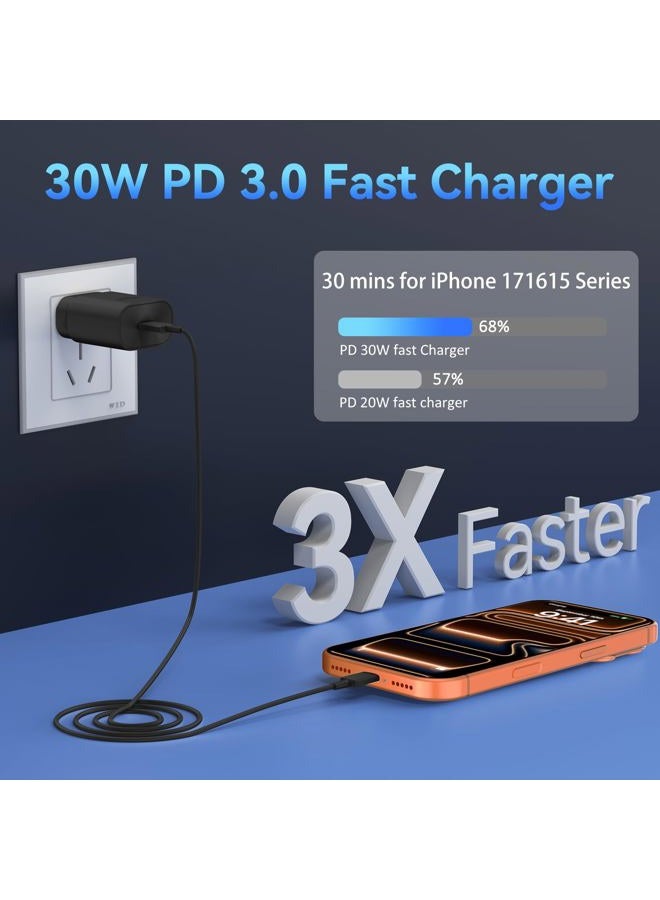 DiHines 30W USB C Phone 15 Charger Fast Charging Block for iPhone 15/15 Pro Max/15 Pro/15 Plus/Samsung Galaxy S23 Ultra/S23/S23+/S22/S22 Ultra/S22+/S21 Ultra/S20 Ultra/Note 20 & 6.6Ft USB C Charger Cable - Image 4