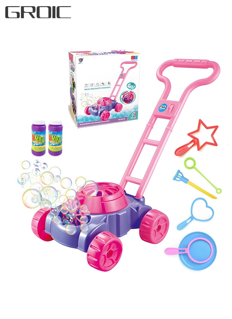 GROIC - Bubble Lawn Mower for Toddlers,Bubbles Blowing Push Toys for Kids, Bubble Machine,Outside Toys for Toddlers,Electronic Bubble Blower Machine - Image 1
