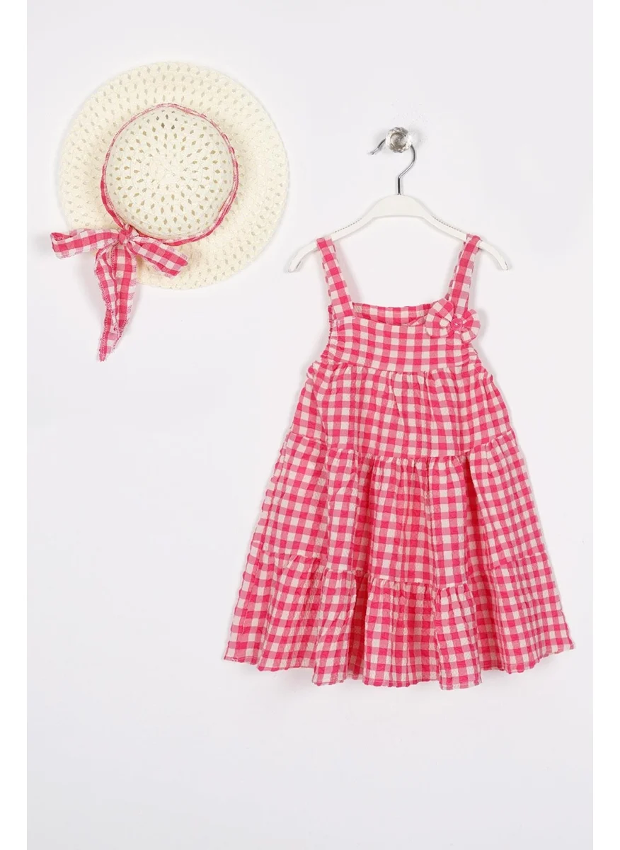 زيبكيدز Strap Bow Detailed Fuchsia Color Girl Dress