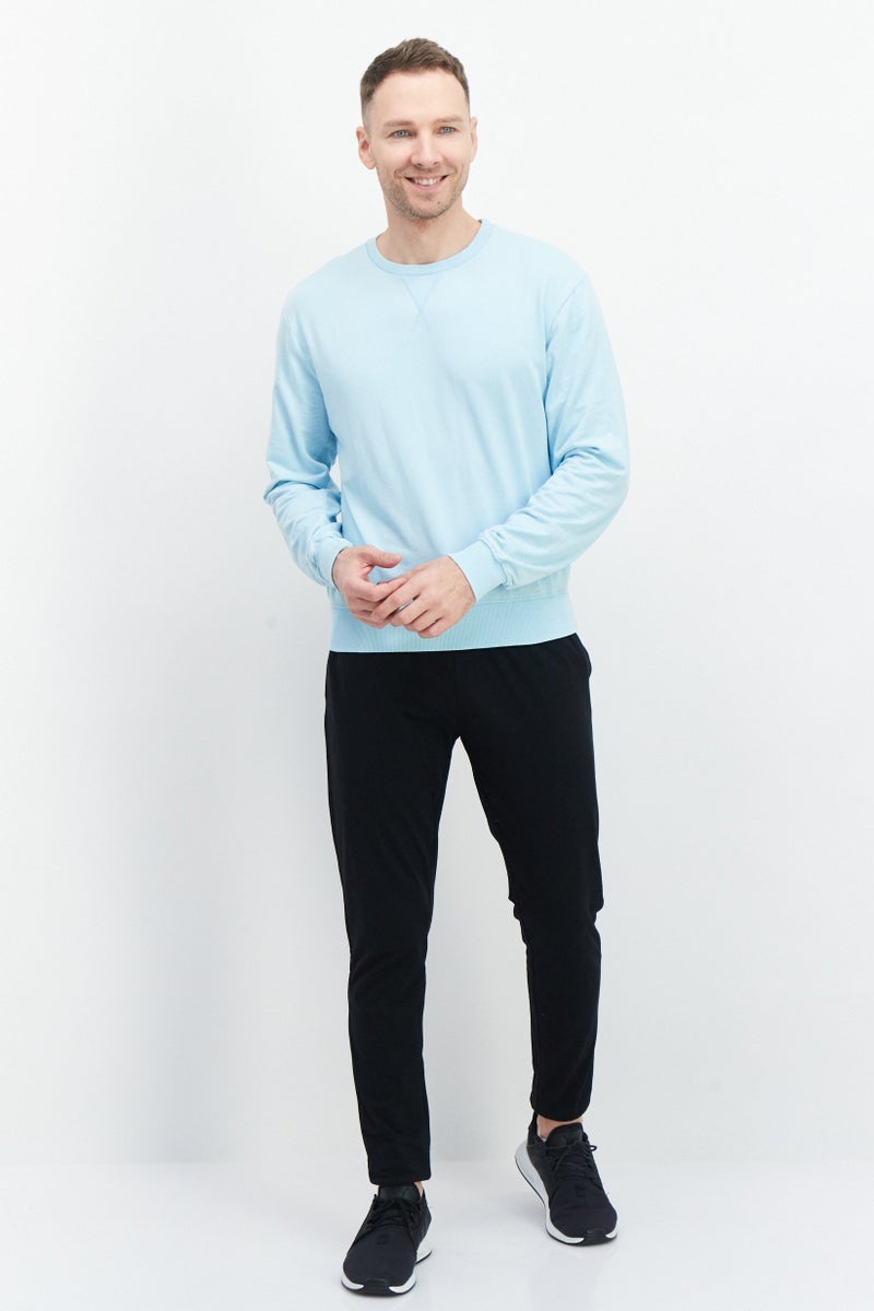 Sovereign Code سويت شيرت رجالي بأكمام طويلة وياقة دائرية، أزرق فاتح - Image 3