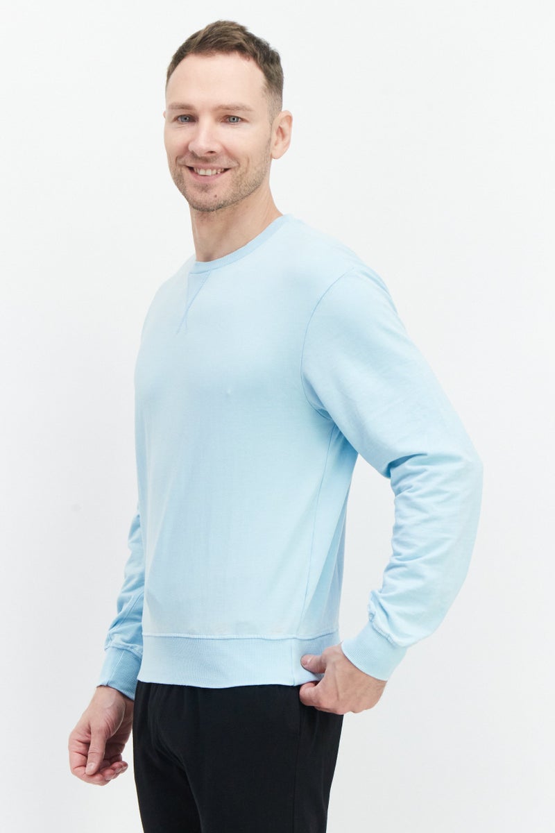 Sovereign Code سويت شيرت رجالي بأكمام طويلة وياقة دائرية، أزرق فاتح - Image 4