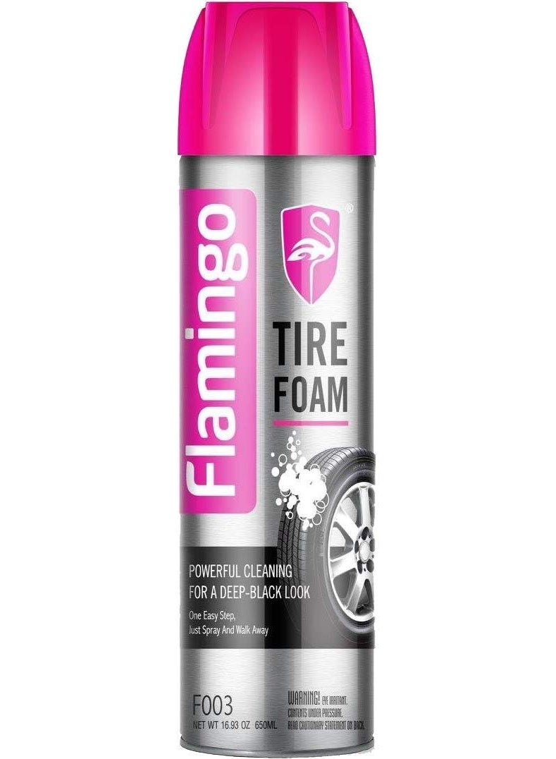 Flamingo Car Tire Foam Polish (650ml) - Powerful Tire & Wheel Cleaner and Shine Restorer | Long-Lasting Dazzling Wet Look for Car Care - Image 1