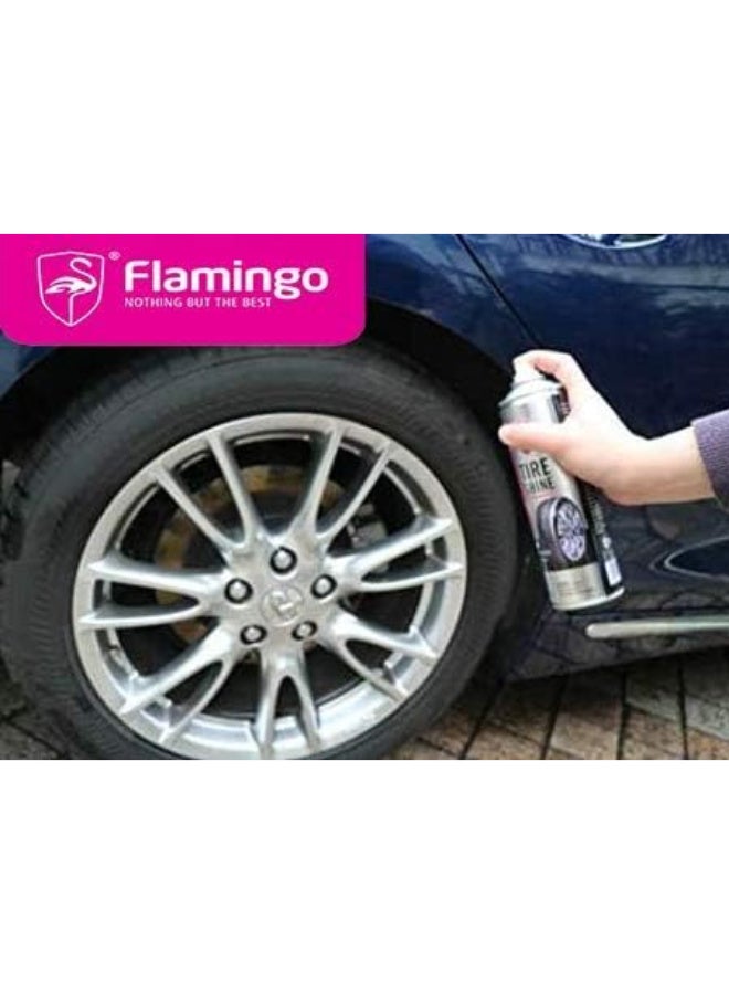 Flamingo Car Tire Foam Polish (650ml) - Powerful Tire & Wheel Cleaner and Shine Restorer | Long-Lasting Dazzling Wet Look for Car Care - Image 2