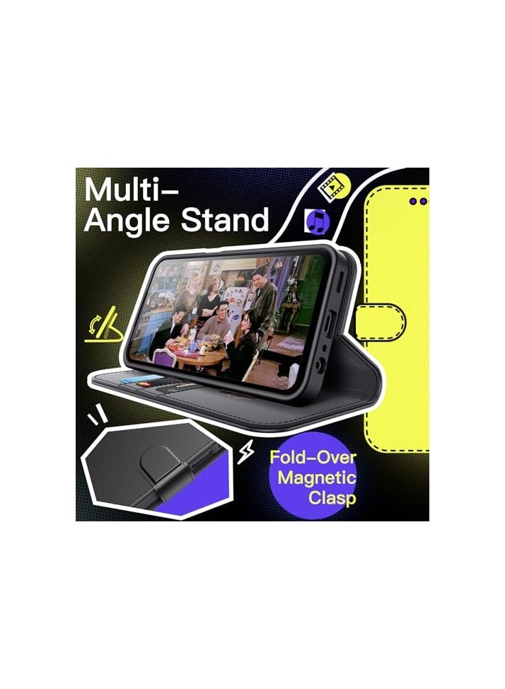 Jetech JETech Wallet Case for Samsung Galaxy A15 5G / 4G 6.5-Inch, Shockproof PU Leather Magnetic Flip Cover with Card Holder, Stand Feature and Full Camera Protection (Black) - Image 3