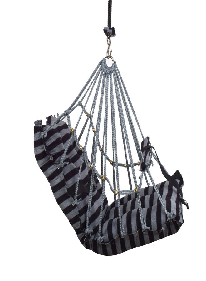 Sprointal® Cottone Baby Swing for Kids Baby's Children Folding and Washable1 to 5 Years with Safety Belt/Home,Garden Swing (Grey Line) - Image 3