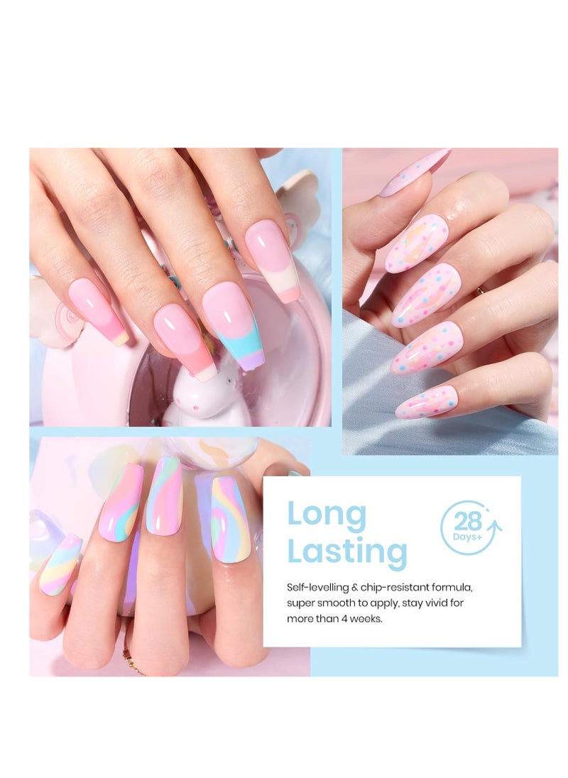 beetles Gel Polish beetles Gel Polish Nail Set 20 Colors Summer Pastel Girly Sparkle Glitter Uv Gel Dreamy Town Collection Macaroon Bright Pastel Nail Manicure Kit with 3Pcs Base Top Coat Gift for Girls  - Image 3