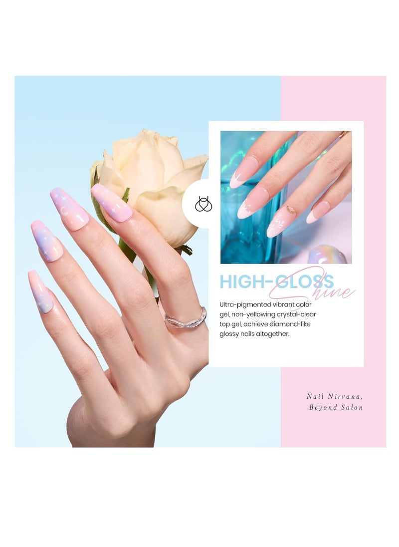 beetles Gel Polish beetles Gel Polish Nail Set 20 Colors Summer Pastel Girly Sparkle Glitter Uv Gel Dreamy Town Collection Macaroon Bright Pastel Nail Manicure Kit with 3Pcs Base Top Coat Gift for Girls  - Image 4