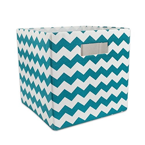 DII Collapsible Polyester Storage Cube Chevron Teal Large - Image 1