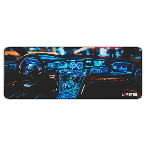 ls lapster Lapster Dashboard Design Desk mat (800 mm x 300 mm x 2 mm) Mouse pad Gaming | Mouse mat | Curated Stitched Edges| Non-Slip Rubber Base|Keyboard and Mouse pad for Home & Office(Dashboard) - Image 1
