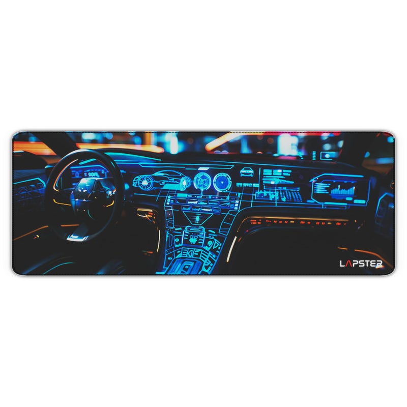 ls lapster Lapster Dashboard Design Desk mat (800 mm x 300 mm x 2 mm) Mouse pad Gaming | Mouse mat | Curated Stitched Edges| Non-Slip Rubber Base|Keyboard and Mouse pad for Home & Office(Dashboard) - Image 3
