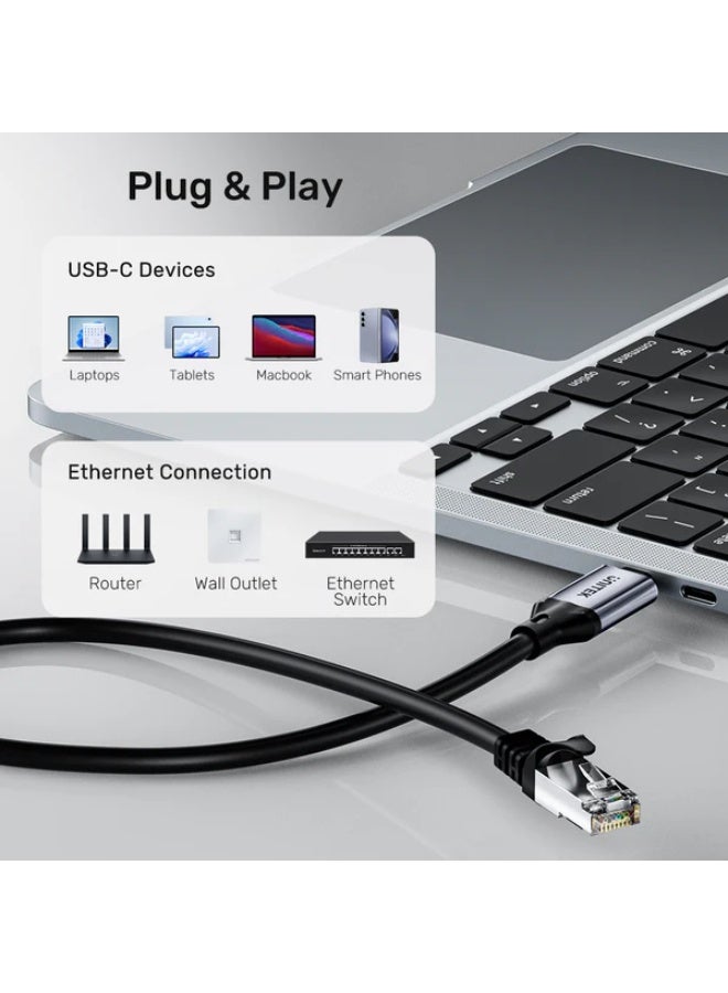 UNITEK كابل USB-C إلى Ethernet – LAN جيجابت، توصيل وتشغيل، دعم Thunderbolt 3/4، غلاف من الألمنيوم - Image 2
