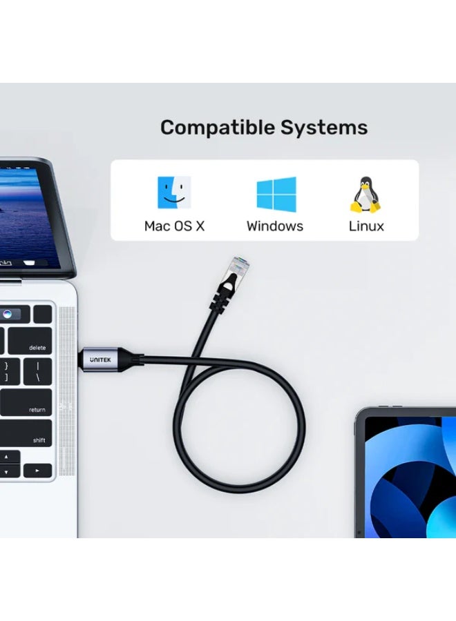 UNITEK كابل USB-C إلى Ethernet – LAN جيجابت، توصيل وتشغيل، دعم Thunderbolt 3/4، غلاف من الألمنيوم - Image 5