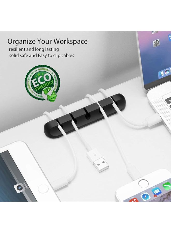 erorex Cable Organizer Clips Cord Holder 5 Packs Self Adhesive Cable Management For Usb Cable Power Cord Wire Car And Desk Home And Office 7 5 3 1 1 Slots Black Cable Holder - Image 2