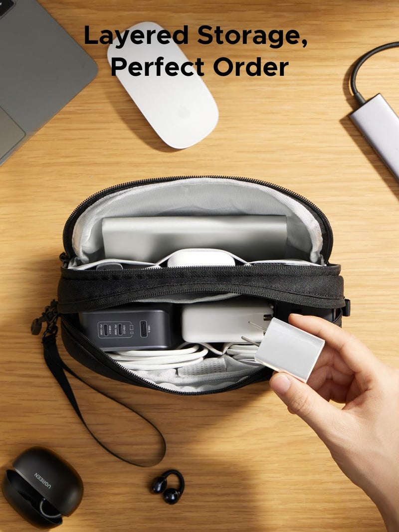 UGREEN Electronics Organizer Travel Case Bag Multifunctional Organizer Carrying Case for Cables, Cord, SD Card, Earbuds, Charger, USB Adapter, Electronic Accessories Medium Size - Image 3