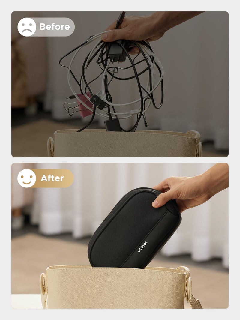 UGREEN Electronics Organizer Travel Case Bag Multifunctional Organizer Carrying Case for Cables, Cord, SD Card, Earbuds, Charger, USB Adapter, Electronic Accessories Medium Size - Image 4