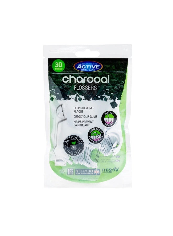 BEAUTY FORMULAS Active Oral Care Charcoal Flossers - 30 pcs