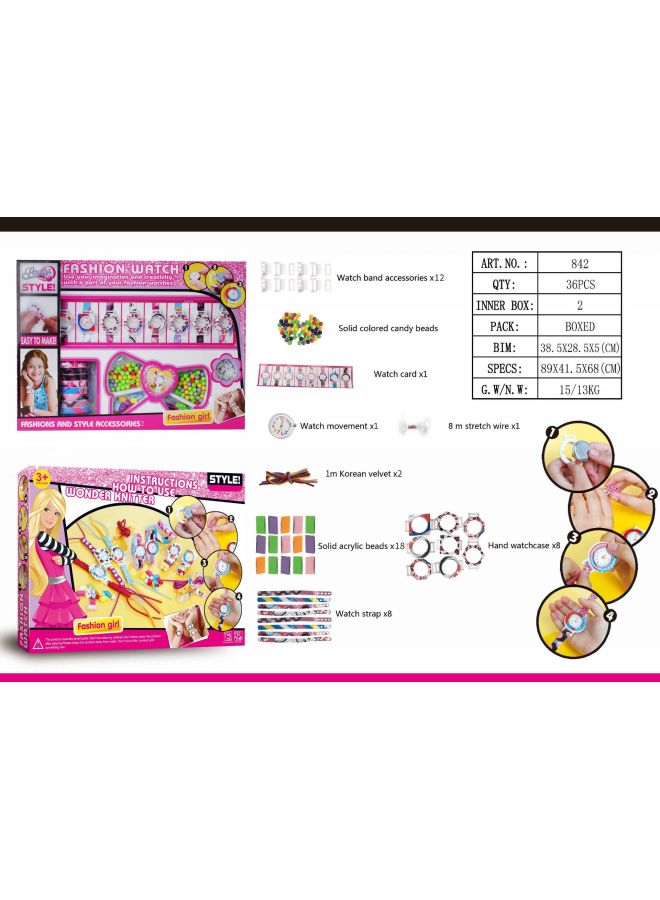 DIY Hand-woven Bracelet Watch Play House Dress Up Girls' Children's Educational Toys Suit Wholesale-Color:842 Jewelry Watch (36 PCs Per Box)  - Image 1
