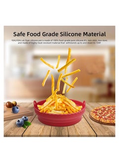 Y&D 2-Pieces Air Fryer Silicone Baking Tray 7.9 Inch Pot / Basket / Foldable Tray for and Oven Accessories (Red/Green)  - Image 2